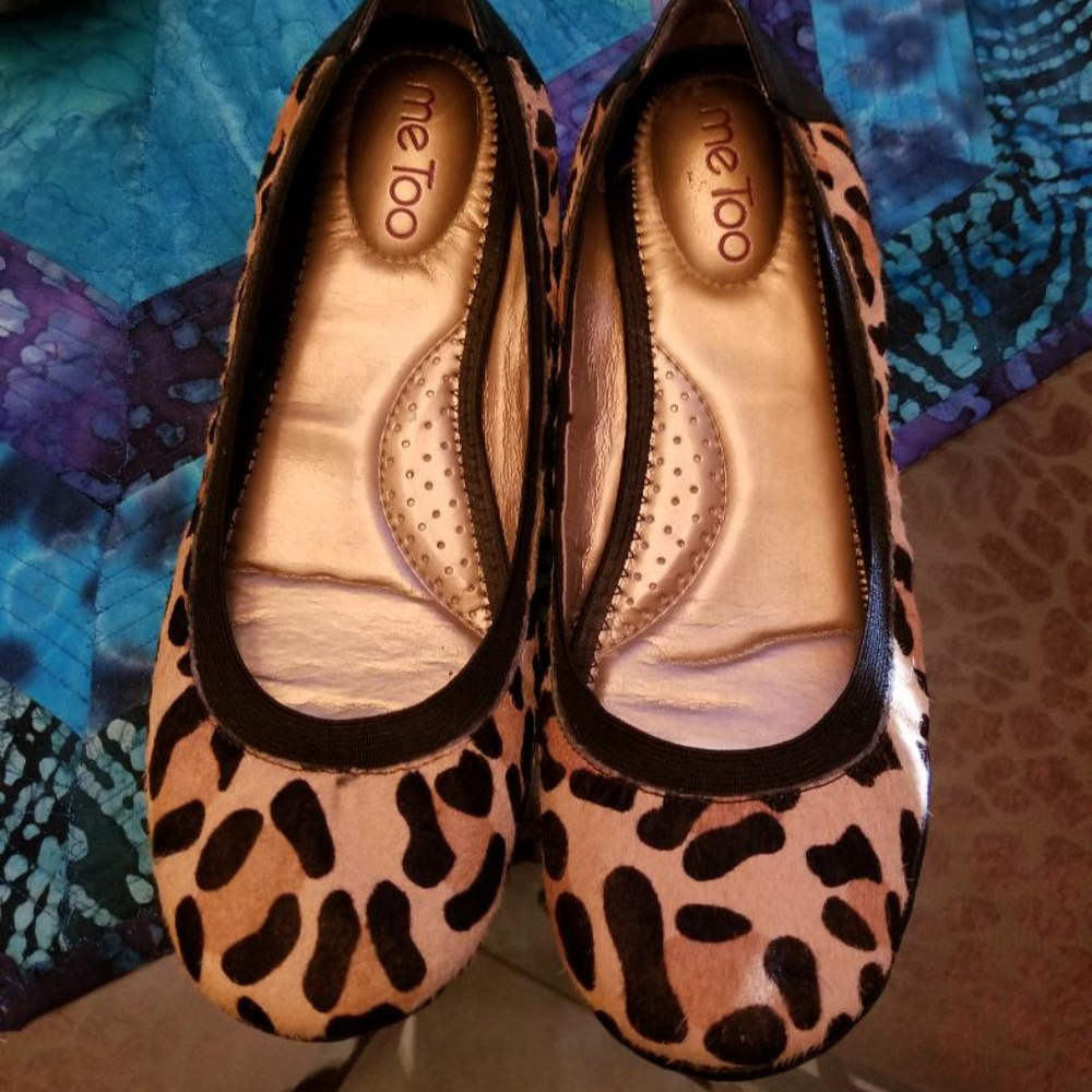 Me Too Calf Hair Leopard Print Ballet Flats Size 8.5